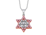 Pink and White Diamond Star of David Pendant