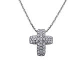 Estate White Gold Pave Diamond Cross Pendant