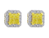 Yellow and White Diamond Filigree Stud Earrings