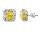 Yellow and White Diamond Filigree Stud Earrings