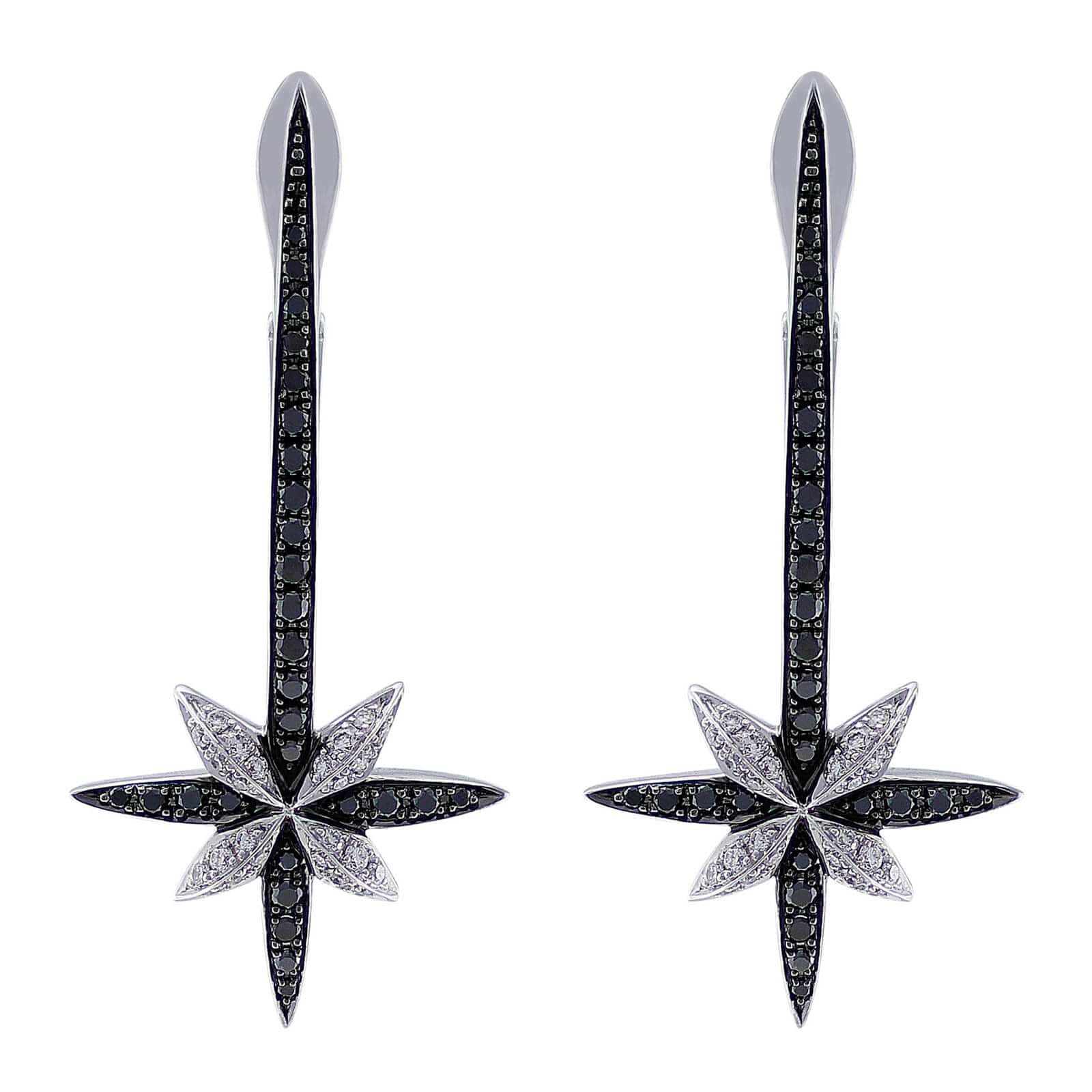 Stephen Webster 18kt White Gold Black Diamond Cross Earrings CJ Charles Jewelers
