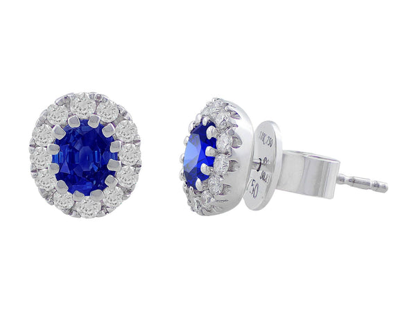 18kt White Gold Oval Sapphire Studs