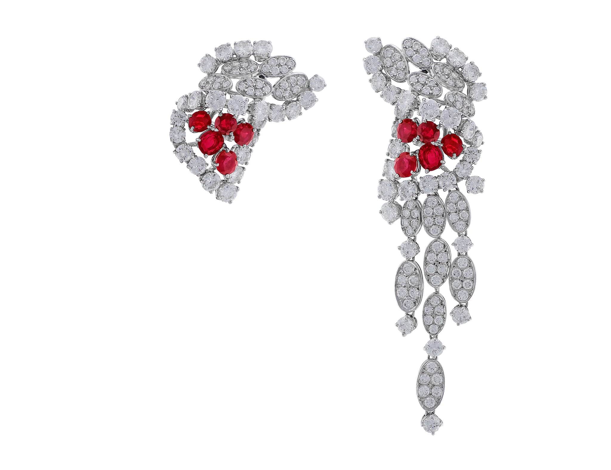 Estate 18kt White Gold Ruby Diamond Earrings CJ Charles Jewelers