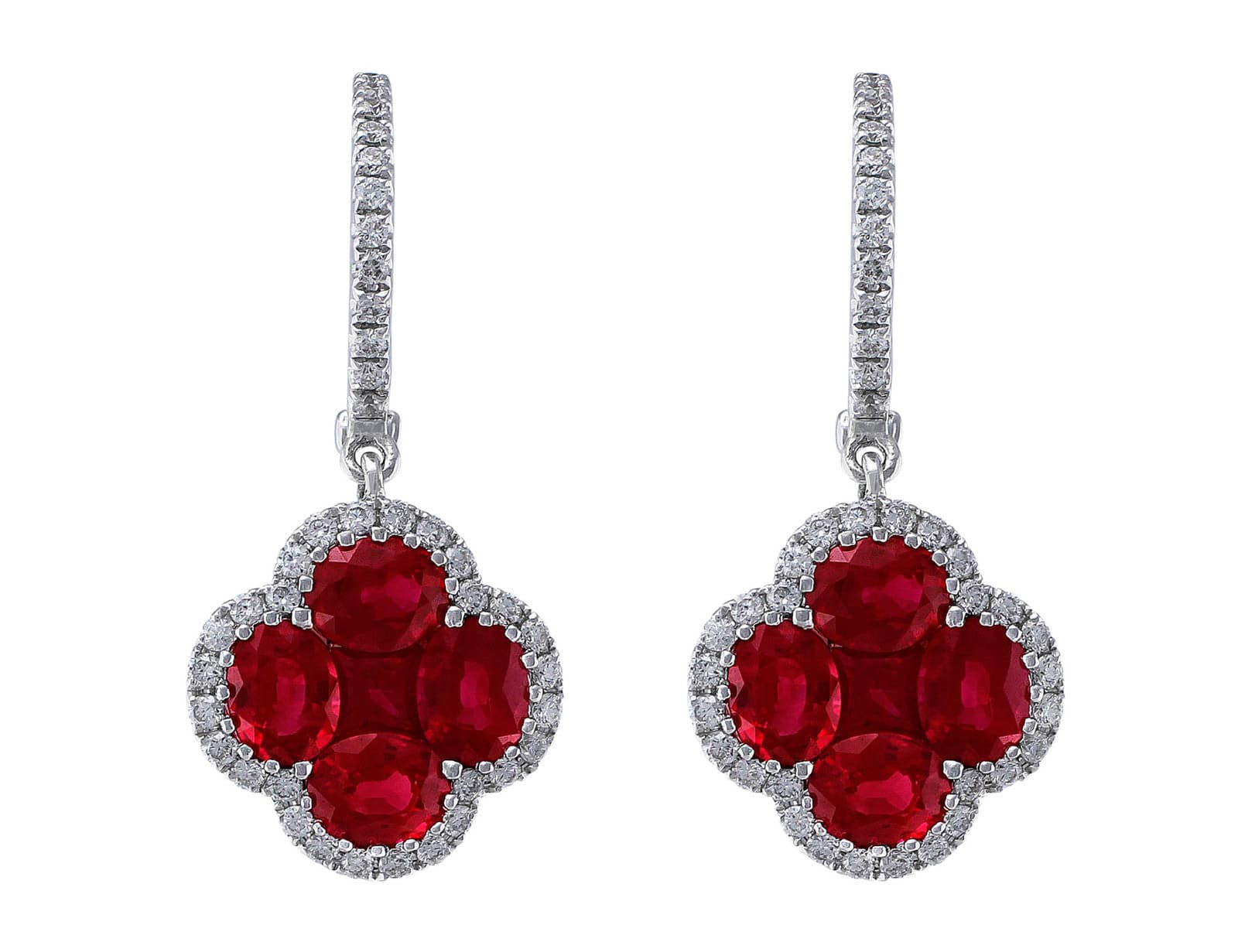 18k White Gold Ruby & Diamond Quatrefoil Earrings – CJ Charles