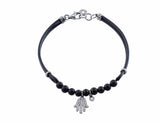 Hamsa Diamond Bead Cord Bracelet