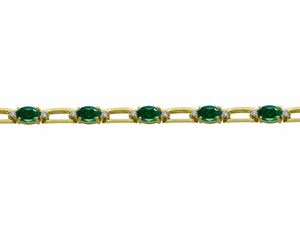 14kt Yellow Gold Diamond & Emerald Tennis Bracelet