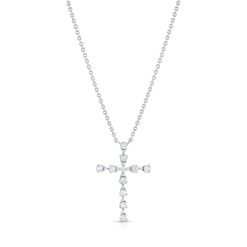 18K White Gold 0.39ctw Diamond Cross Pendant Necklace