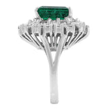 4ct Emerald Diamond Estate Ring in 14k white gold