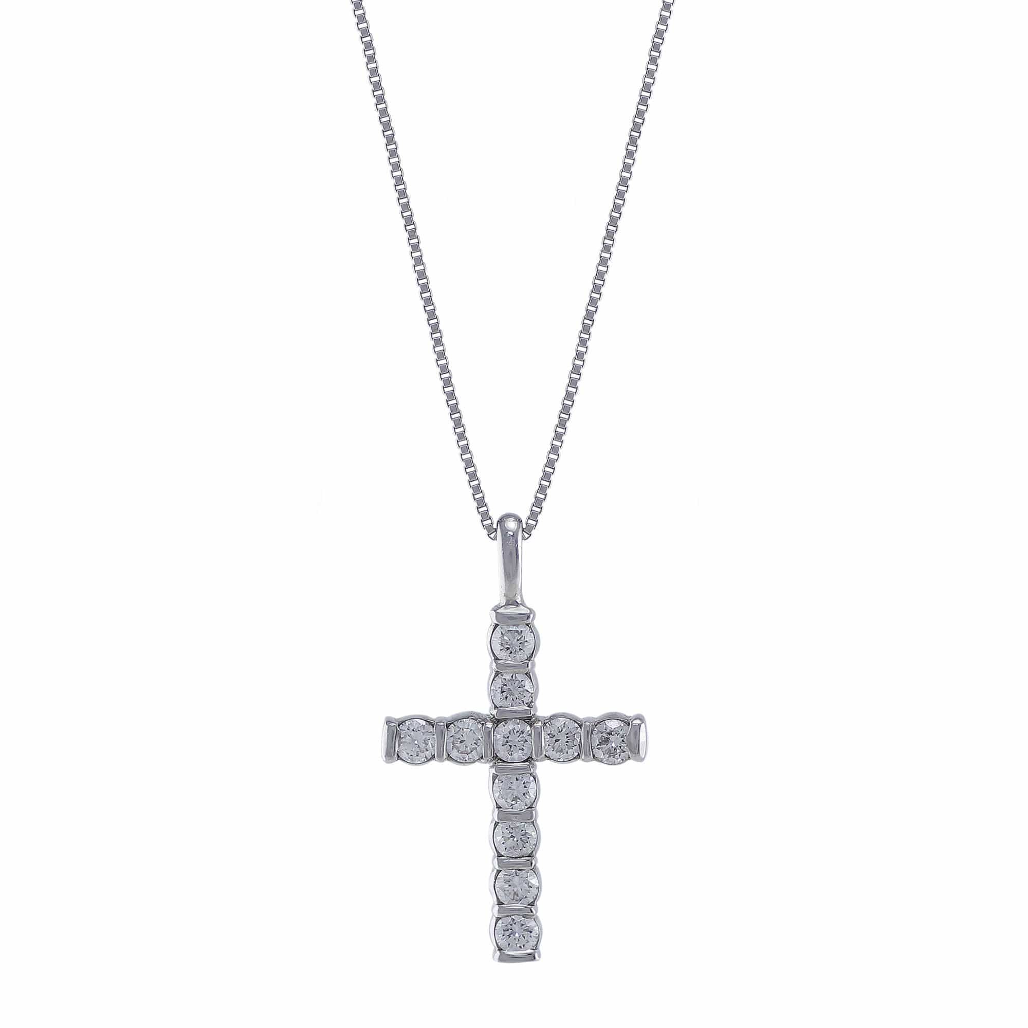 Small cross pendant white gold deals