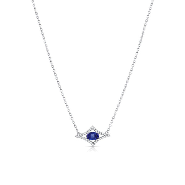 18K White Gold 0.34ct Sapphire Diamond Star Necklace