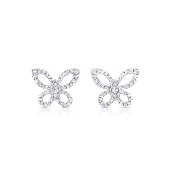 18K White Gold 0.31ctw Diamond Butterfly Post Earrings