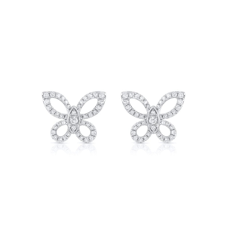 18K White Gold 0.31ctw Diamond Butterfly Post Earrings