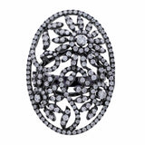 Black Rhodium Floral Scroll Ring