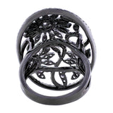 Black Rhodium Floral Scroll Ring