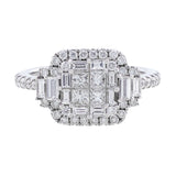 Baguette & Round Cut Square Diamond Ring