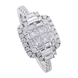 Baguette & Round Cut Square Diamond Ring