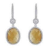 7ct Yellow Jasper Diamond Earrings