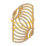 Slanted Rectangular Openwork Yellow Gold Diamond Ring