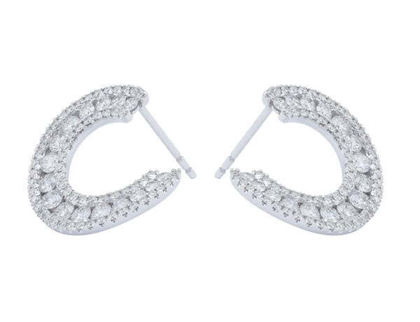 18kt White Gold & Diamond Horseshoe Motif Earrings