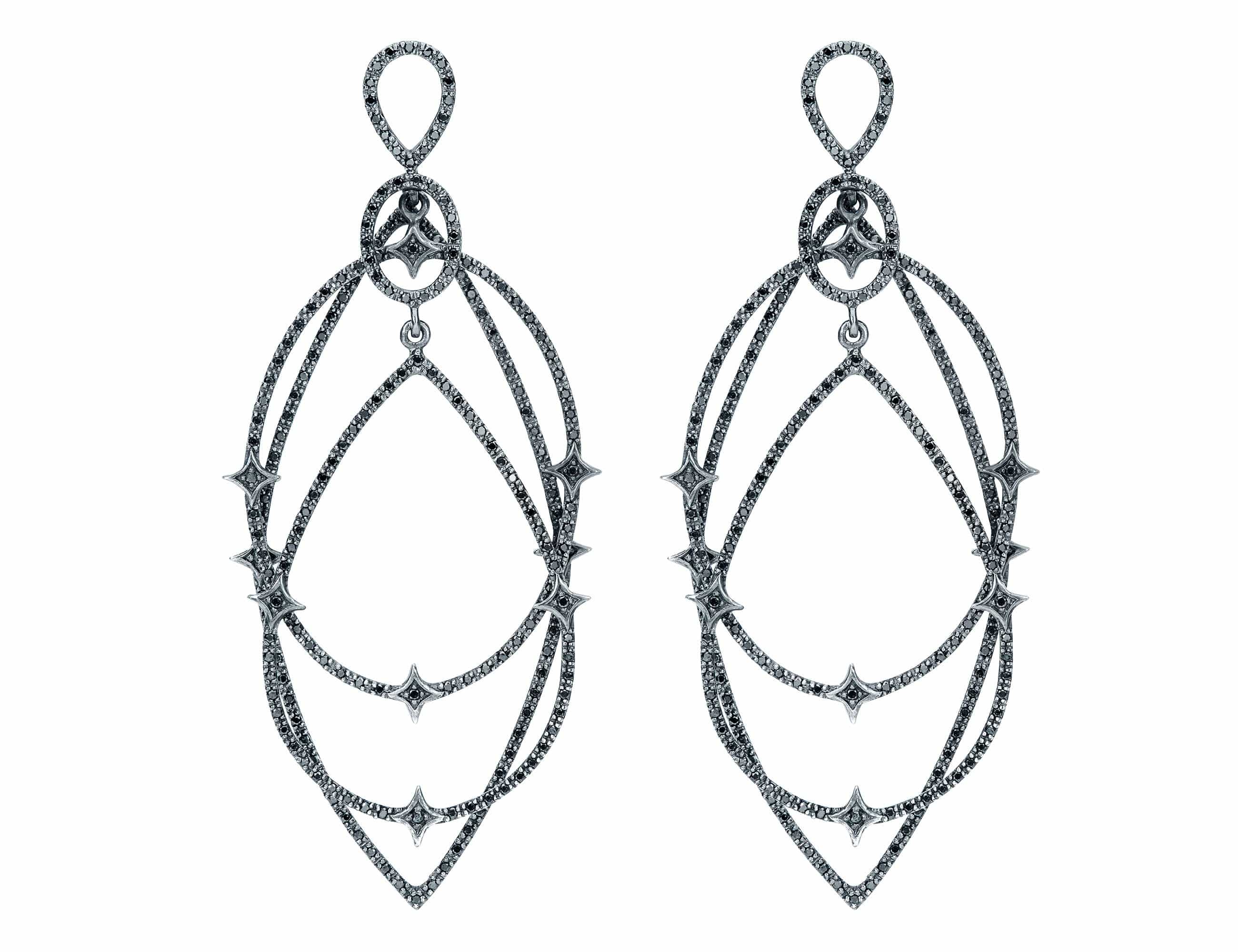 Estate Loree Rodkin 18k White Gold Black Diamond Geometric Earrings – CJ  Charles Jewelers