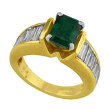 Estate Emerald Channel Set Diamond Ring