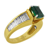 Estate Emerald Channel Set Diamond Ring