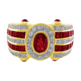 Estate Ruby Diamond Yellow Gold Ring
