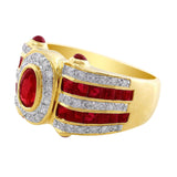 Estate Ruby Diamond Yellow Gold Ring