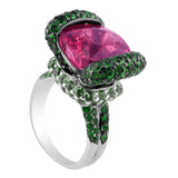 10ct Pink Tourmaline Green Tsavorite Ring