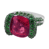 10ct Pink Tourmaline Green Tsavorite Ring