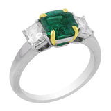Estate Platinum Emerald Diamond Ring