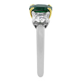 Estate Platinum Emerald Diamond Ring