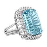 Estate 21ct Aquamarine Diamond Ring