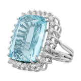 Estate 21ct Aquamarine Diamond Ring