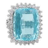 Estate 21ct Aquamarine Diamond Ring