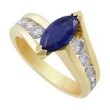 Estate Marquise Cut Sapphire Diamond Ring