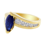 Estate Marquise Cut Sapphire Diamond Ring