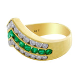 Estate Channel Set Emerald Diamond Ring