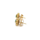 Emerald and Diamond Stud Earrings