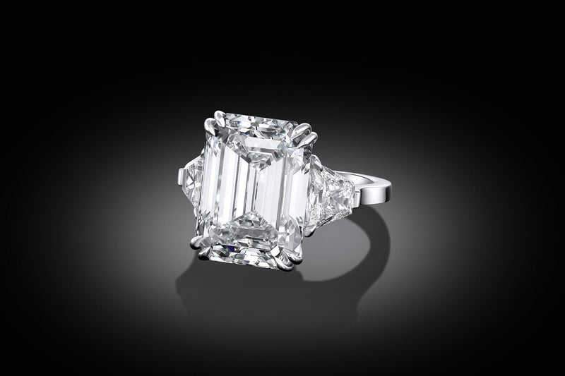 Platinum 11.92ct Center Emerald Cut Diamond Ring