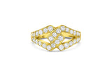 Estate 18k Yellow Gold & Diamond Ohb Interlock Ring