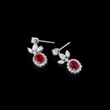 Platinum Burmese Ruby Diamond Necklace and Earring Set, Gubelin certified