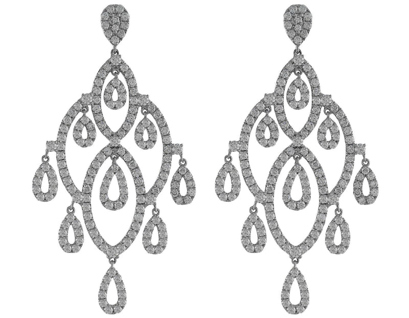 Diamond Drop Chandelier Stud Earrings