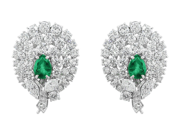 Estate Emerald and Diamond Earrings
