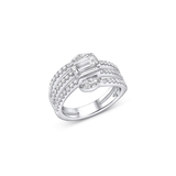 Rivière 18k White Gold 2.07ctw Emerald and Marquise Diamond Spiral Ring, GIA Certified