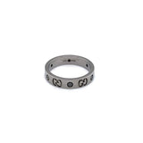 Gucci 18k White gold Blackened Rhodium-Plated Diamond Icon Ring - Estate