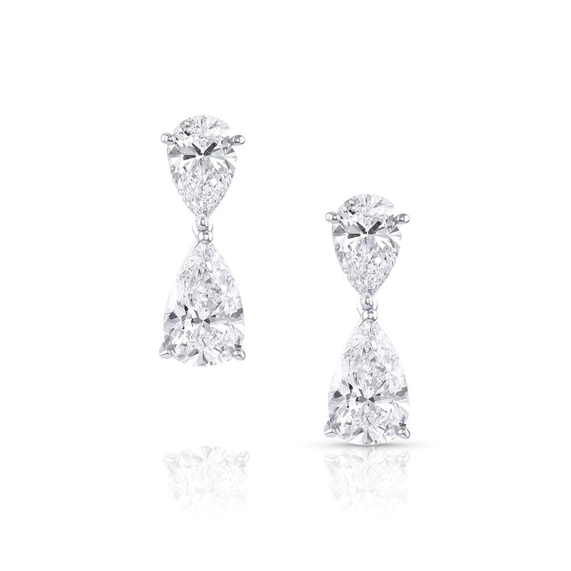 Pear Brilliant Diamond Platinum Earrings, GIA Certified