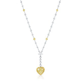 18K Gold Diamond Heart Drop Necklace, GIA Certified