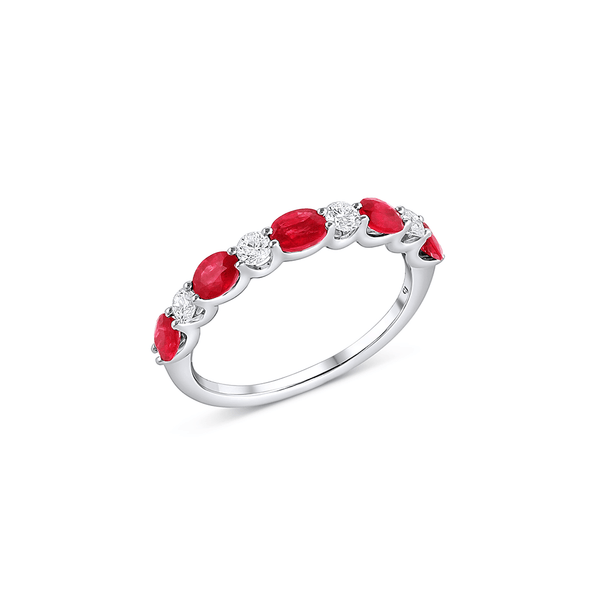 18k White Gold 1.01ctw Ruby and Diamond Band
