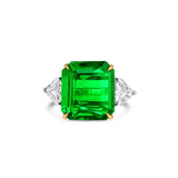 Platinum and 18K Yellow Gold 8.50ct Natural Zambian Emerald Diamond Ring
